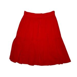 Georges Rech Paris Pleated Midi Skirt Women F40 (8-10) Red Vintage Cotton Blend
